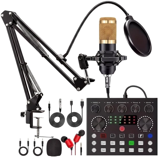 Main image of F998 Podcast Equipment Bundle, Audio Mixer with BM800 Microphone | Podcast Equipment with Sound Card, Recording Studio Equipment for Podcasting Singing Gaming Live Streaming YouTube Tiktok