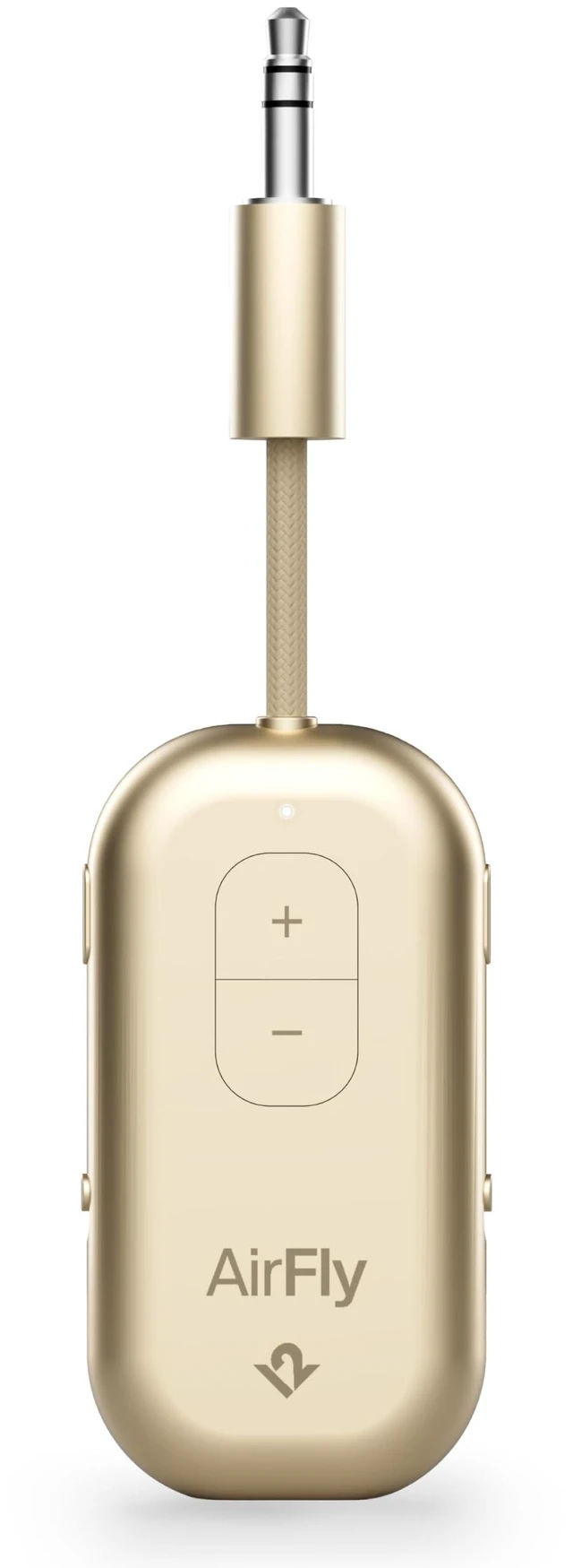 Main image of Twelve South AirFly Pro 2, Bluetooth Adapter, Pair 2 AirPods, Gold | Pair 2 AirPods or Wireless Headphones 3.5mm AUX Bluetooth Transmitter and Receiver for Cars, Boats, Treadmills, TVs & More