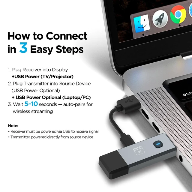 Alt view image 3 of 7 - FWOOPS Wireless HDMI Transmitter and Receiver Kit, 1080P | Plug and play wireless HDMI kit for laptops, projectors, TVs, meetings, classrooms, and home entertainment.