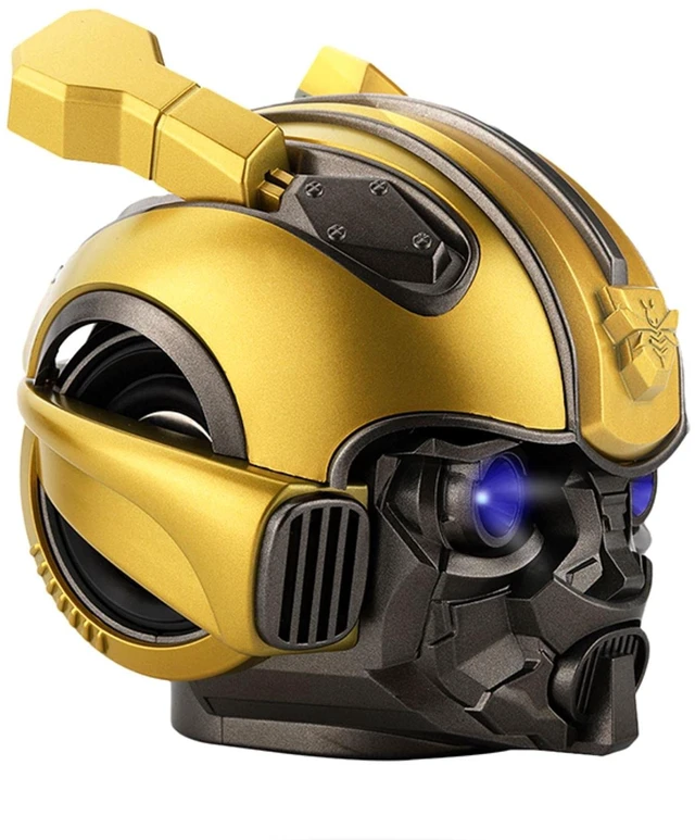 Main image of TECHOBOOM Bumblebee Helmet Portable Wireless Bluetooth Dual Built-in Speaker with Blue Eyes Effect Classic Style