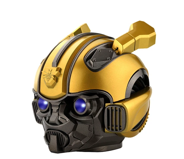 Alt view image 2 of 6 - TECHOBOOM Bumblebee Helmet Portable Wireless Bluetooth Dual Built-in Speaker with Blue Eyes Effect Classic Style