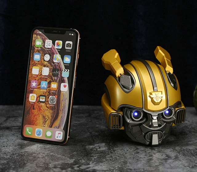 Alt view image 4 of 6 - TECHOBOOM Bumblebee Helmet Portable Wireless Bluetooth Dual Built-in Speaker with Blue Eyes Effect Classic Style