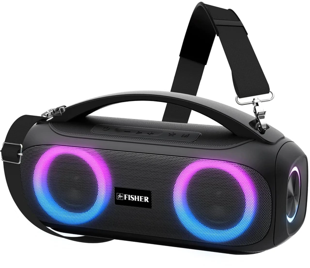 Main image of Fisher Portable Bluetooth Speaker, IPX5 Waterproof Speaker, 60W Peak Power | Stereo Boombox HD Sound Bluetooth Speaker with RGB Lights, TWS, FM Radio, AUX, Wireless Electronic, Use Anywhere