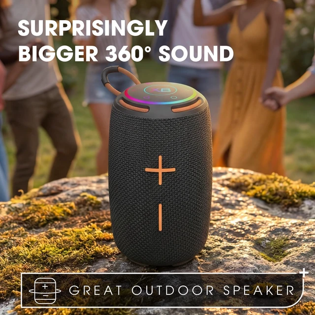 Alt view image 2 of 7 - PJGCWB Portable Bluetooth Speaker, High pitched and Clear, Full bass,IPX5 Waterproof, Mini with Subwoofer, 10 Hours Playtime, TWS Pairing, Black, for Home/Party/Outdoor (Black)