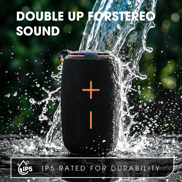 Alt view image 5 of 7 - PJGCWB Portable Bluetooth Speaker, High pitched and Clear, Full bass,IPX5 Waterproof, Mini with Subwoofer, 10 Hours Playtime, TWS Pairing, Black, for Home/Party/Outdoor (Black)