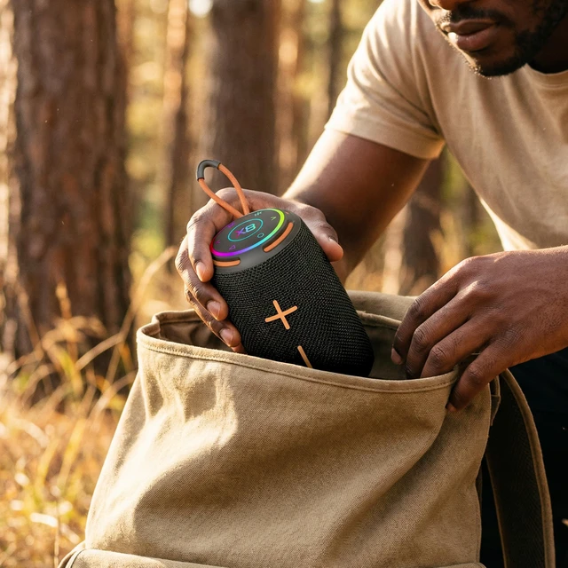 Alt view image 4 of 7 - PJGCWB Portable Bluetooth Speaker, High pitched and Clear, Full bass,IPX5 Waterproof, Mini with Subwoofer, 10 Hours Playtime, TWS Pairing, Black, for Home/Party/Outdoor (Black)