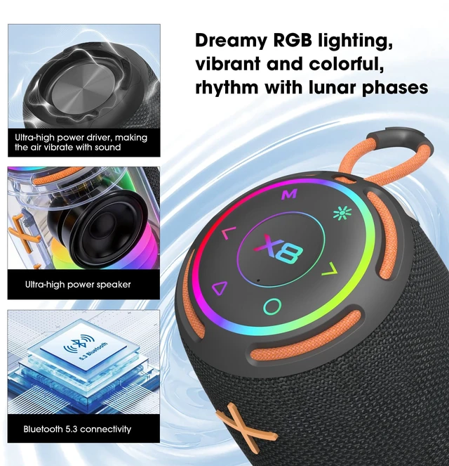 Alt view image 7 of 7 - PJGCWB Portable Bluetooth Speaker, High pitched and Clear, Full bass,IPX5 Waterproof, Mini with Subwoofer, 10 Hours Playtime, TWS Pairing, Black, for Home/Party/Outdoor (Black)