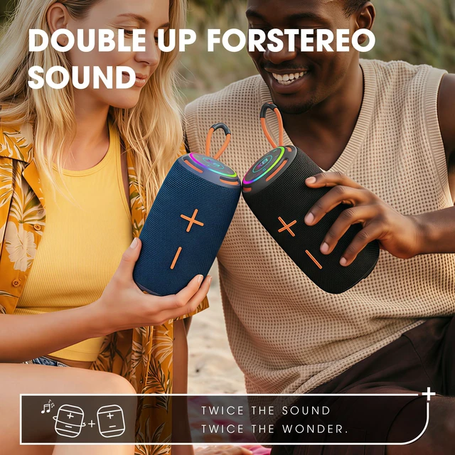 Alt view image 6 of 7 - PJGCWB Portable Bluetooth Speaker, High pitched and Clear, Full bass,IPX5 Waterproof, Mini with Subwoofer, 10 Hours Playtime, TWS Pairing, Black, for Home/Party/Outdoor (Black)