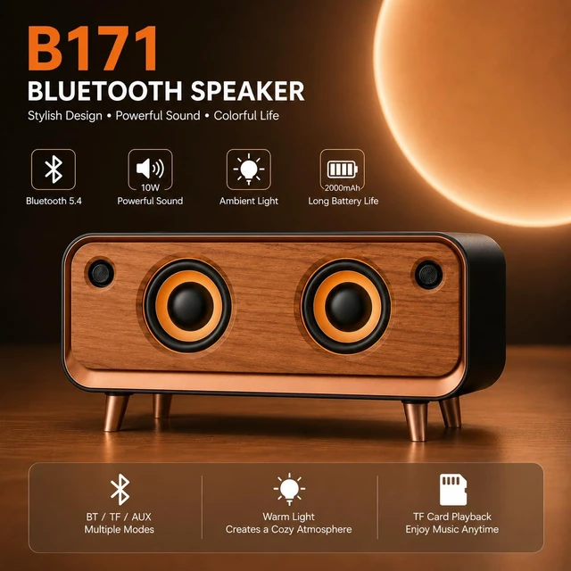 Alt view image 2 of 6 - Bafena Retro Bluetooth Speaker, Vintage Decor, Wireless Bluetooth Speaker, for Kitchen Desk Bedroom Office Party Outdoor Accessories for iPhone Android