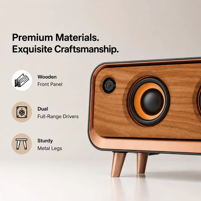 Alt view image 3 of 6 - Bafena Retro Bluetooth Speaker, Vintage Decor, Wireless Bluetooth Speaker, for Kitchen Desk Bedroom Office Party Outdoor Accessories for iPhone Android