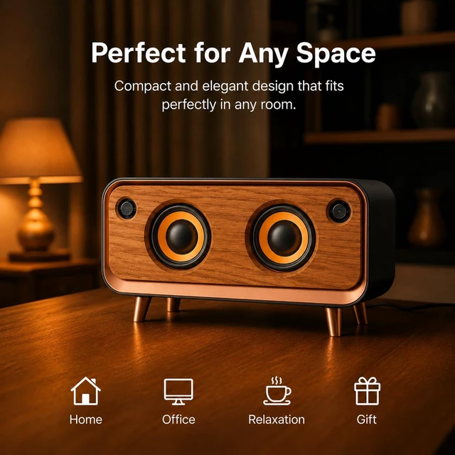 Alt view image 5 of 6 - Bafena Retro Bluetooth Speaker, Vintage Decor, Wireless Bluetooth Speaker, for Kitchen Desk Bedroom Office Party Outdoor Accessories for iPhone Android