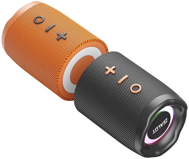 Main image of ZEALOT 2-in-1 Portable Bluetooth Speaker, 20W Bluetooth Speaker Waterproof, Maganetic Speaker for Girls, Stereo Sound LED Lights, Wireless Pair,BT5.4/ USB/TF. for Gym, Hiking, Beach-Black Orange