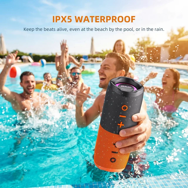 Alt view image 3 of 6 - ZEALOT 2-in-1 Portable Bluetooth Speaker, 20W Bluetooth Speaker Waterproof, Maganetic Speaker for Girls, Stereo Sound LED Lights, Wireless Pair,BT5.4/ USB/TF. for Gym, Hiking, Beach-Black Orange