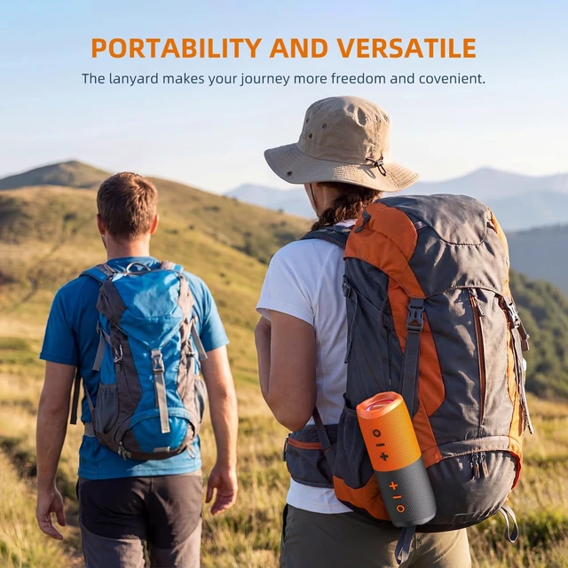 Alt view image 6 of 6 - ZEALOT 2-in-1 Portable Bluetooth Speaker, 20W Bluetooth Speaker Waterproof, Maganetic Speaker for Girls, Stereo Sound LED Lights, Wireless Pair,BT5.4/ USB/TF. for Gym, Hiking, Beach-Black Orange