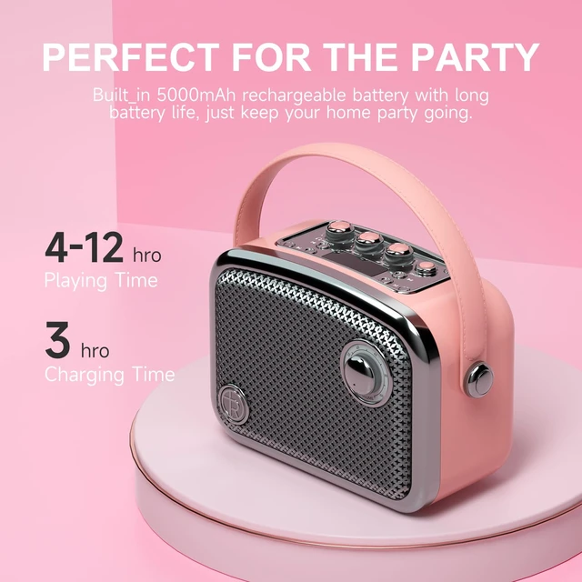 Alt view image 4 of 7 - Retro Bluetooth Speaker, 40W, Vintage Decor, Small Gift for Women Man, Pink | Portable, Wireless, Bluetooth 5.3, TWS, Support USB/TF Card/AUX, Old Fashion style for Bedroom, Kitchen, Office, Desk