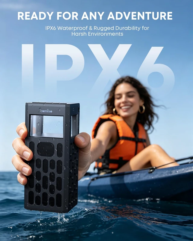 Alt view image 3 of 7 - 30W Portable Bluetooth Speaker, Deep Bass, IPX6 Waterproof, LED Lights | 30W stereo sound, IPX6 water resistance, dual white/warm lights, 12-hour playtime, wireless stereo pairing, hands-free calls.