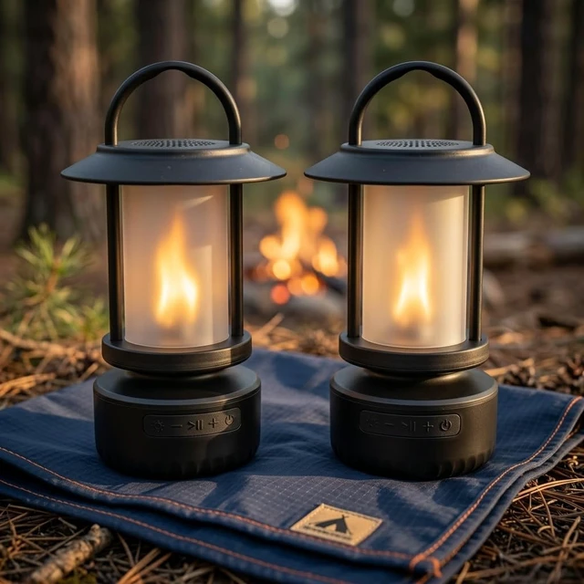 Alt view image 6 of 7 - FoxFlame Bluetooth Outdoor Speaker, Patented Fire Effect, 13 Color Options | Black, 5W Speaker, 1 Pack, Wireless Outdoor Speakers, Powerful Sound, Perfect For Parties, Camping, Tailgating, And Home