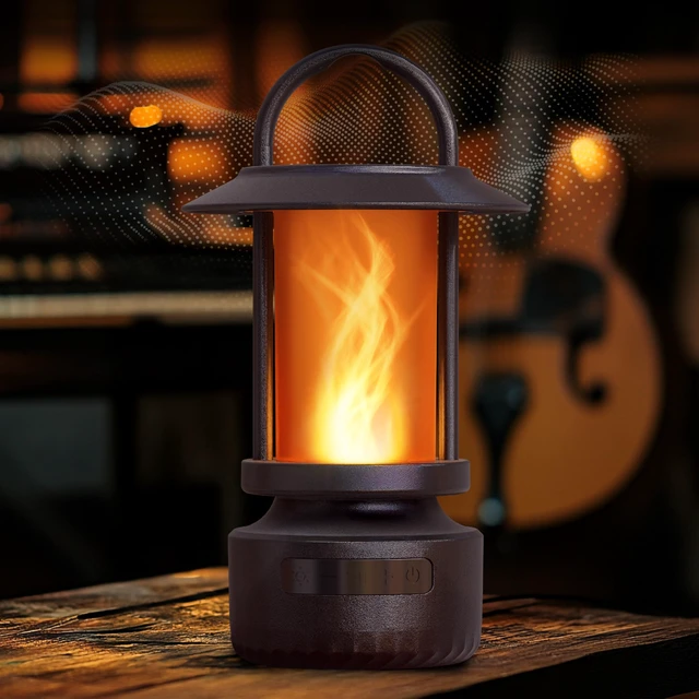 Alt view image 7 of 7 - Bluetooth Outdoor Speaker, Patented Fire Effect, 13 Color Options | Bronze, 5W Speaker, 1 Pack, Wireless Outdoor Speakers, Powerful Sound, Perfect For Parties, Camping, Tailgating, And Home