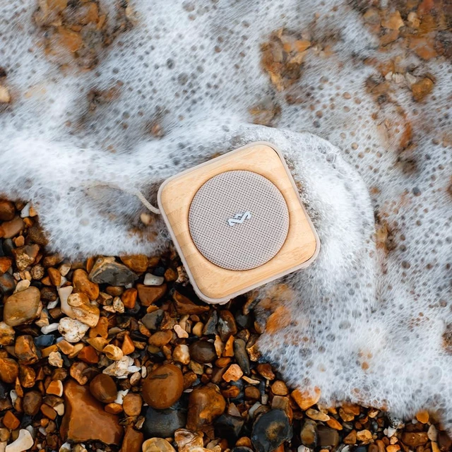 Alt view image 6 of 7 - House of Marley Roots Bluetooth Speaker, Portable Wireless, IP67 Waterproof, 10-Hour Playtime, Quick Charge, Party Pair, Bottle Opener, Eco-Friendly, Bamboo Accent (Cream) Great Stocking Stuffer Gift