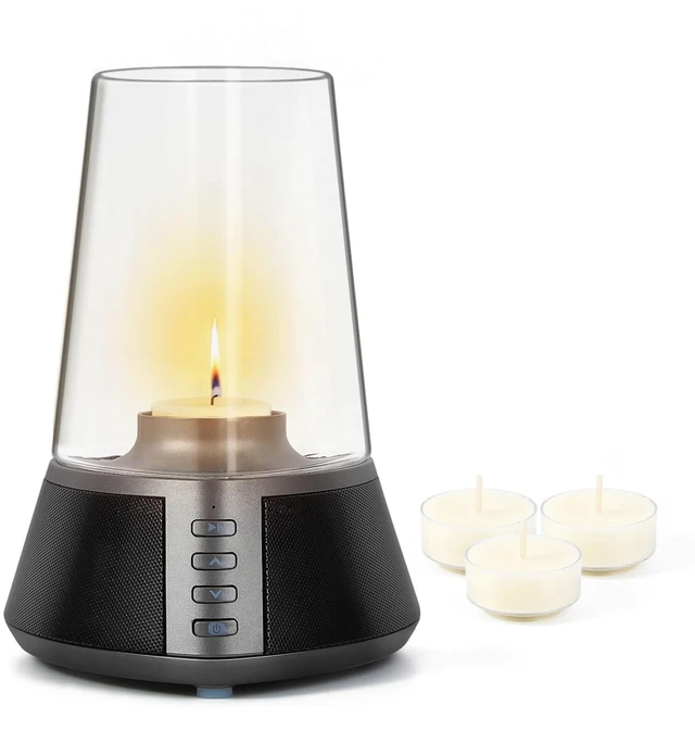 Main image of Mufoli Portable Bluetooth Speaker, Wireless Speaker with Candle Holders,10W Powerful 360° Sound Speaker, TWS Pairing, SD Playback,Real Clear Glass Cover, for Home Decorations