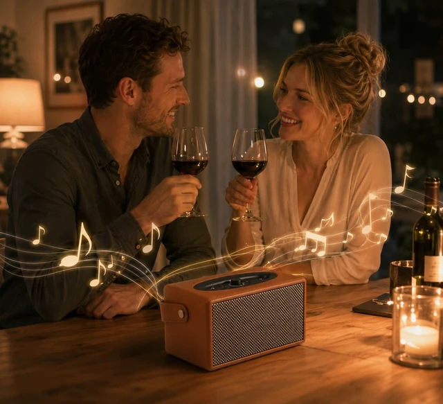 Alt view image 4 of 7 - PHASEOTECH Vintage Bluetooth Speaker, 50W Portable Wireless Speaker with Deep Bass, Rechargeable Battery, Bluetooth 5.0 and AUX Input for Home, Office, Party and Camping, Brown