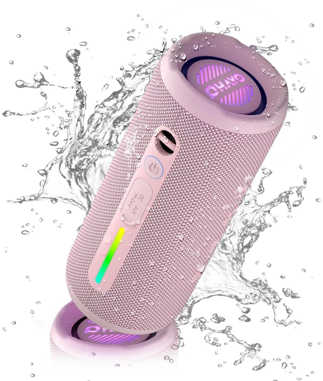 Main image of OHAYO Portable Bluetooth Speaker IPX7 Waterproof, 24W Wireless Stereo Speaker with Extra Bass, Bluetooth 5.3, 30-Hour Playtime & Colorful LED Lights for Pool, Camping, Beach, Party (Black)