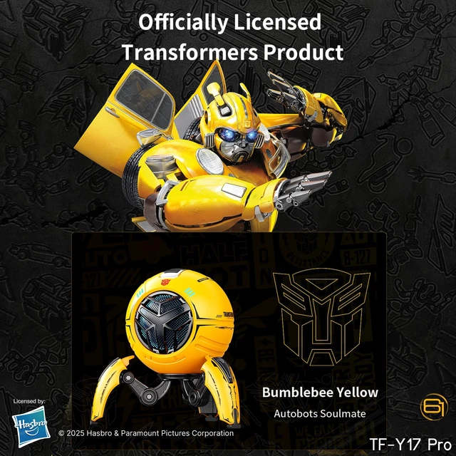 Alt view image 2 of 7 - Transformers TF-Y17Pro Mecha Bluetooth TWS Speaker, 10W Hi-Fi 57mm Driver, Portable RGB Speaker with Detachable Foldable Tri-Pedal Stand, 2000mAh, Gaming Desk Décor Autobots (Bumblebee Yellow)