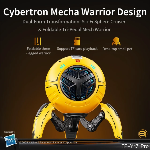 Alt view image 4 of 7 - Transformers TF-Y17Pro Mecha Bluetooth TWS Speaker, 10W Hi-Fi 57mm Driver, Portable RGB Speaker with Detachable Foldable Tri-Pedal Stand, 2000mAh, Gaming Desk Décor Autobots (Bumblebee Yellow)
