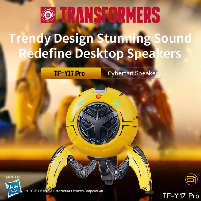 Alt view image 6 of 7 - Transformers TF-Y17Pro Mecha Bluetooth TWS Speaker, 10W Hi-Fi 57mm Driver, Portable RGB Speaker with Detachable Foldable Tri-Pedal Stand, 2000mAh, Gaming Desk Décor Autobots (Bumblebee Yellow)