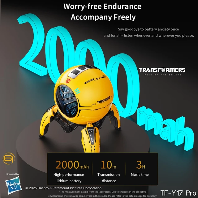 Alt view image 7 of 7 - Transformers TF-Y17Pro Mecha Bluetooth TWS Speaker, 10W Hi-Fi 57mm Driver, Portable RGB Speaker with Detachable Foldable Tri-Pedal Stand, 2000mAh, Gaming Desk Décor Autobots (Bumblebee Yellow)