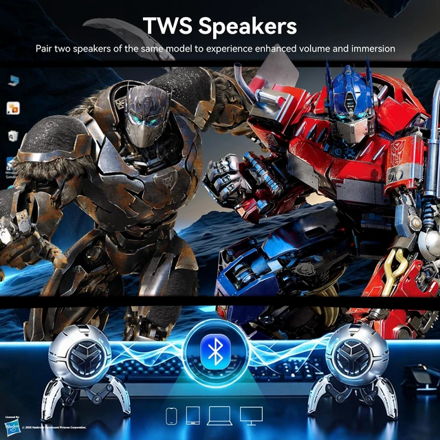 Alt view image 5 of 7 - Transformers Speakers Bluetooth Wireless, Bluetooth 5.4, TWS Pairing | Wireless Portable Speaker with Bass, 2000mAh, Colorful RGB Light, Detachable Foldable Tri-Pedal Stand for outdoor,home,travel