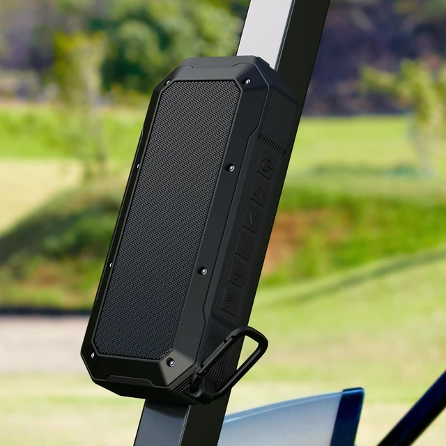 Alt view image 2 of 7 - Magnetic Golf Cart Bluetooth Speaker, Portable Jobsite Speakers, Black | Hands-Free Calls, 30H Battery Stereo Sound, IPX6 Waterproof, TWS, for Golfing, Camping, Outdoor