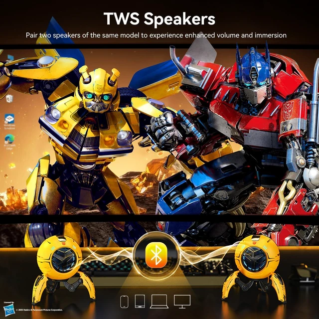 Alt view image 5 of 7 - Transformers Speakers Bluetooth Wireless, Bluetooth 5.4, TWS Pairing | Wireless Portable Speaker with Bass, 2000mAh, Colorful RGB Light, Detachable Foldable Tri-Pedal Stand for outdoor,home,travel