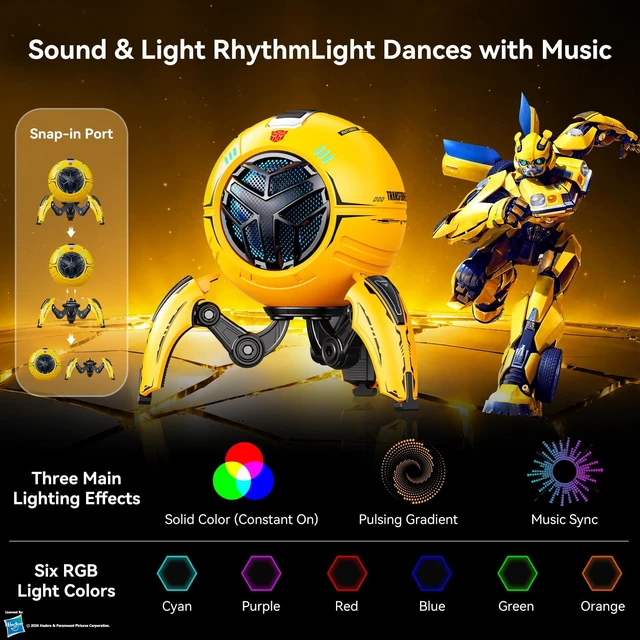 Alt view image 6 of 7 - Transformers Speakers Bluetooth Wireless, Bluetooth 5.4, TWS Pairing | Wireless Portable Speaker with Bass, 2000mAh, Colorful RGB Light, Detachable Foldable Tri-Pedal Stand for outdoor,home,travel