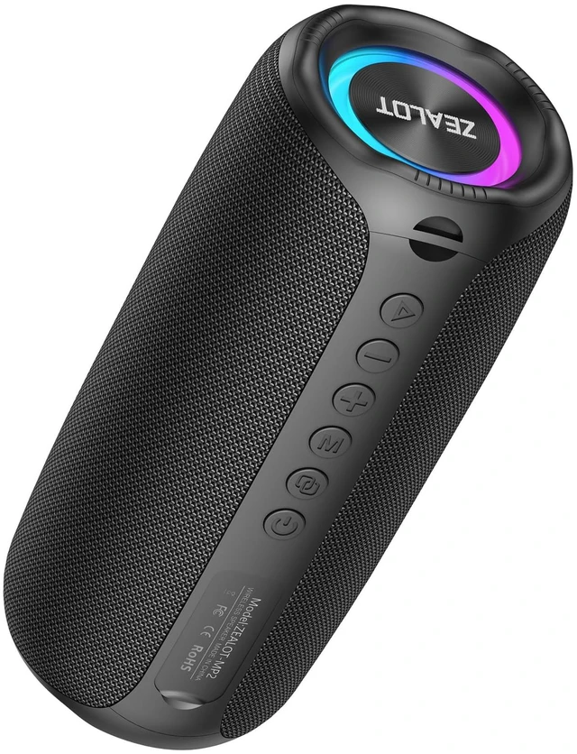 Main image of ZEALOT 30W Max Portable Bluetooth Speaker with Deep Bass Stereo Sound/TWS Pairing/Bluetooth 5.4/3600mAh Capacity/RGB Colorful Lights for Home, Outdoor, CampingBlack