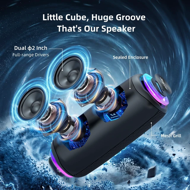 Alt view image 2 of 7 - ZEALOT 30W Max Portable Bluetooth Speaker with Deep Bass Stereo Sound/TWS Pairing/Bluetooth 5.4/3600mAh Capacity/RGB Colorful Lights for Home, Outdoor, CampingBlack