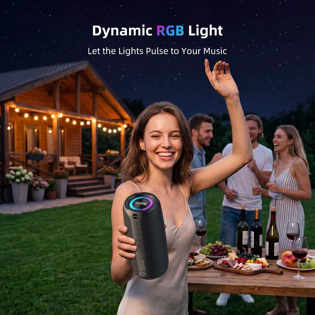 Alt view image 7 of 7 - ZEALOT 30W Max Portable Bluetooth Speaker with Deep Bass Stereo Sound/TWS Pairing/Bluetooth 5.4/3600mAh Capacity/RGB Colorful Lights for Home, Outdoor, CampingBlack