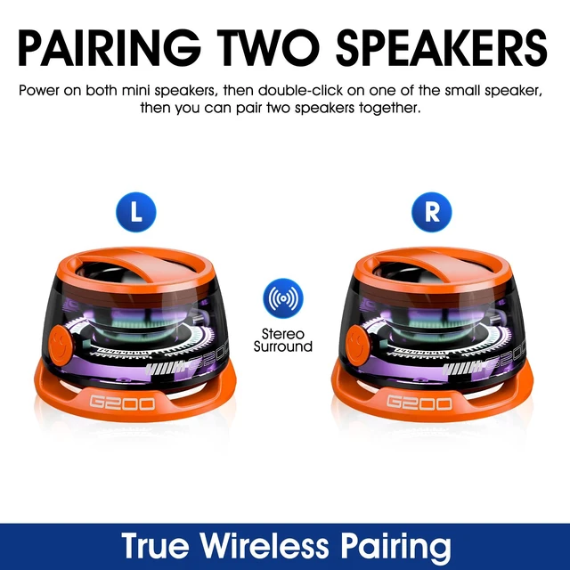 Alt view image 5 of 7 - Xpoovv Magnetic Bluetooth Speaker Mini Portable Speaker with RGB Lights, Phone Holder, Strong Magnet for Metal Surfaces Small Wireless Speaker for Teens, Travel, Outdoor, Gifts(2 Pack, Orange)