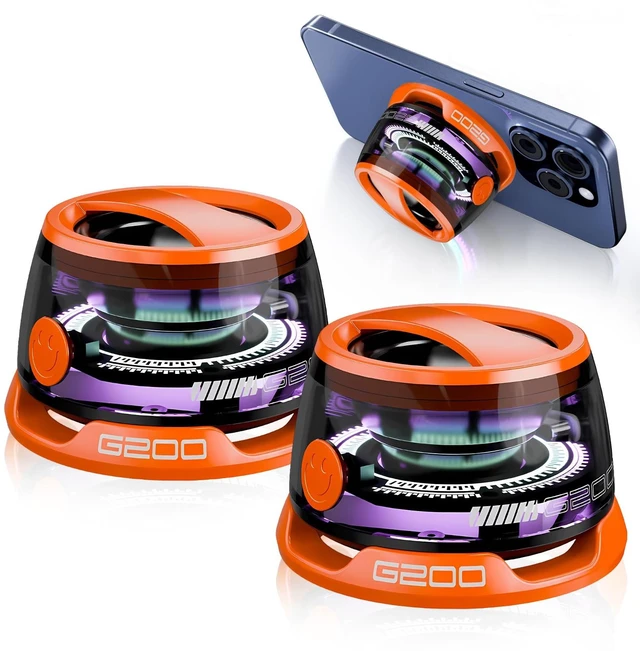 Main image of Xpoovv Magnetic Bluetooth Speaker Mini Portable Speaker with RGB Lights, Phone Holder, Strong Magnet for Metal Surfaces Small Wireless Speaker for Teens, Travel, Outdoor, Gifts(2 Pack, Orange)
