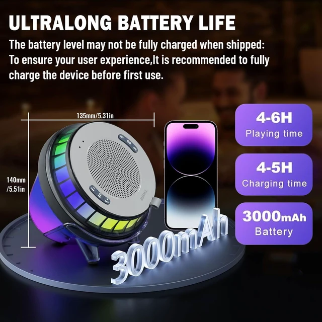 Alt view image 5 of 7 - WNWT Floating Speaker for Pool, IPX7 Waterproof Floating Hot Tub Speaker with Colorful Lights, 12W Stereo Loud Sound, TWS, Portable, Wireless Party Gifts for Shower, Spa, Beach