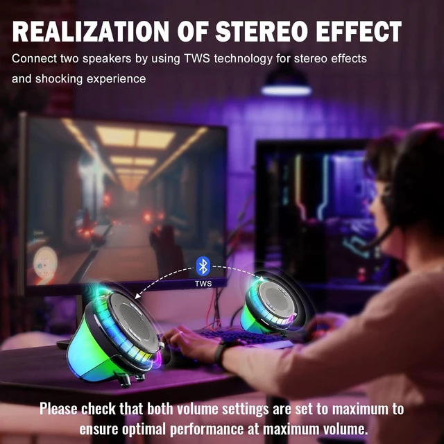 Alt view image 4 of 7 - WNWT Floating Speaker for Pool, IPX7 Waterproof Floating Hot Tub Speaker with Colorful Lights, 12W Stereo Loud Sound, TWS, Portable, Wireless Party Gifts for Shower, Spa, Beach