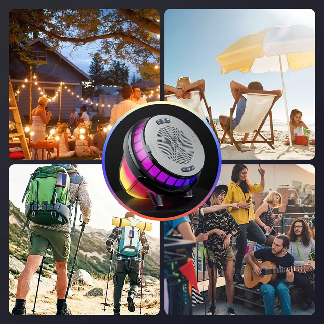 Alt view image 7 of 7 - WNWT Floating Speaker for Pool, IPX7 Waterproof Floating Hot Tub Speaker with Colorful Lights, 12W Stereo Loud Sound, TWS, Portable, Wireless Party Gifts for Shower, Spa, Beach