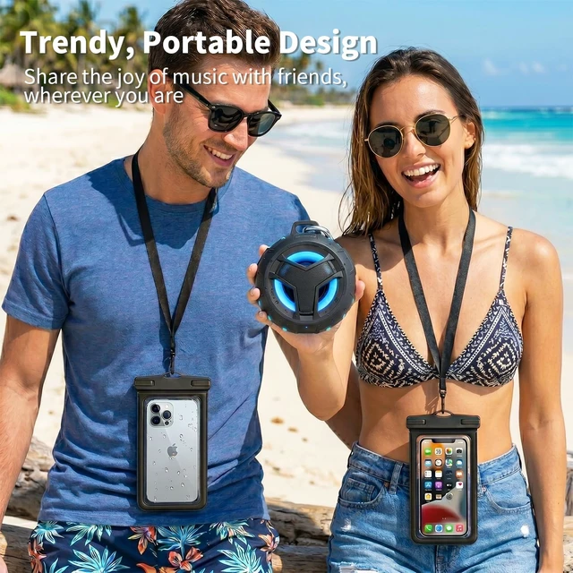Alt view image 5 of 7 - EBODA Bluetooth Shower Speaker with Waterproof Phone Pouch, Gifts for Men | Rugged & Ready for Any Wet Adventure, Stuff for Boat, Travel, Beach, Cruise Essentials, Touch Screen, Lanyard Included