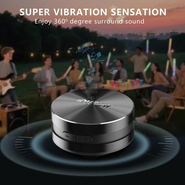Alt view image 4 of 7 - Okjew 2 pcs Bone Conduction Speaker Bluetooth Vibration Speaker RMS 7.5W | 360° Surround Sound with Suction Cup 3D Stereo Audio for Bedroom, Kitchen, Office, Outdoor, TWS Pairing