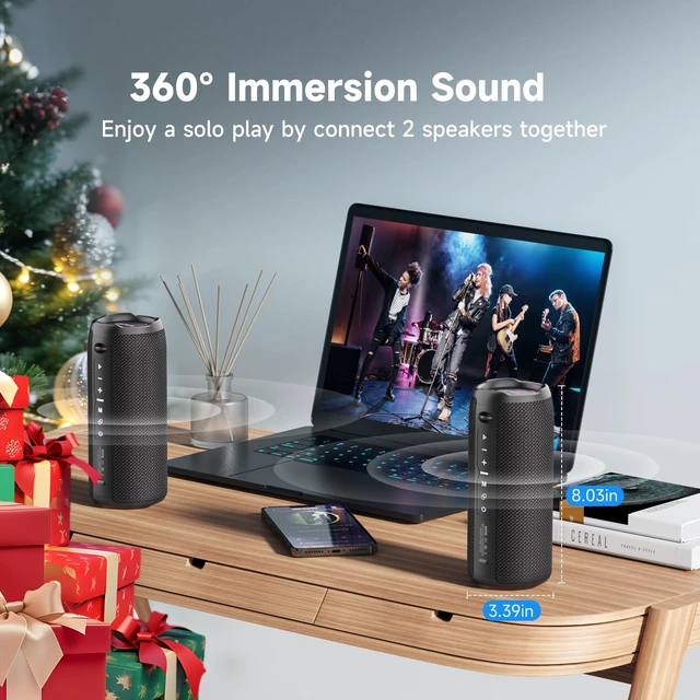 Alt view image 3 of 6 - ZEALOT Portable Bluetooth Speaker, Speakers Bluetooth Wireless, Outdoor Speaker Waterproof, IPX6, 40W Loud Stereo Sound Deep Bass, Long Playtime,USB/TF/AUX, Speaker for Phone, Beach, Hiking-Black