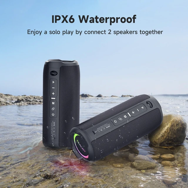 Alt view image 4 of 6 - ZEALOT Portable Bluetooth Speaker, Speakers Bluetooth Wireless, Outdoor Speaker Waterproof, IPX6, 40W Loud Stereo Sound Deep Bass, Long Playtime,USB/TF/AUX, Speaker for Phone, Beach, Hiking-Black