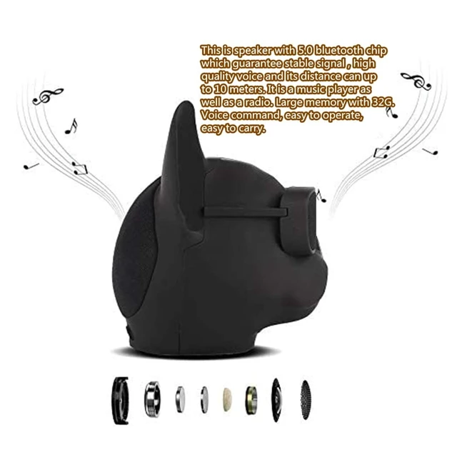 Alt view image 7 of 7 - PUSOKEI Wireless French Bulldog Mini Outdoor Portable Speaker with Stereo Super Bass, Personalized Cool Speaker for Home Party, Cafe, Bar