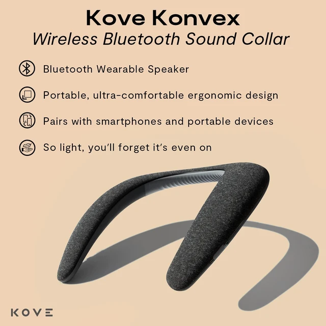 Alt view image 2 of 6 - KOVE Konvex Bluetooth Sound Collar - Wearable 360 Neck Speaker | 360 Immersive Sound, Up to 33 Ft Wireless Range - Lightweight, Ultra Comfortable Ergonomic Design for Home, Outdoor & Travel