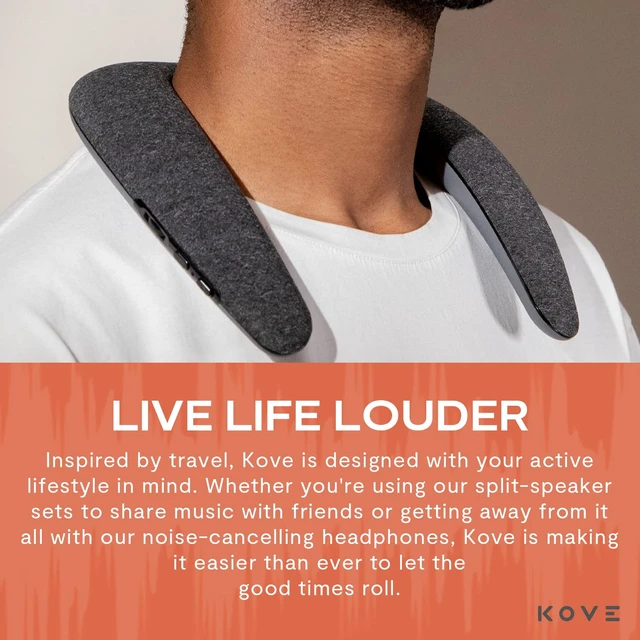 Alt view image 6 of 6 - KOVE Konvex Bluetooth Sound Collar - Wearable 360 Neck Speaker | 360 Immersive Sound, Up to 33 Ft Wireless Range - Lightweight, Ultra Comfortable Ergonomic Design for Home, Outdoor & Travel