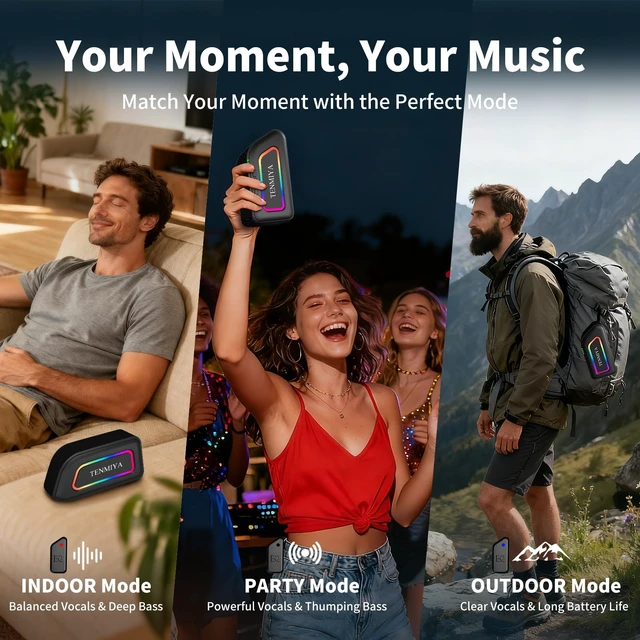 Alt view image 6 of 7 - Portable Bluetooth Speaker, 30W Loud Wireless Speaker with Stereo Sound and Deep Bass, IPX7 Waterproof, BT 5.3,12H Playtime, TWS Pairing, Home/Outdoor/Travel/Golf/Bike Speaker for Men/Women/Teen Gift